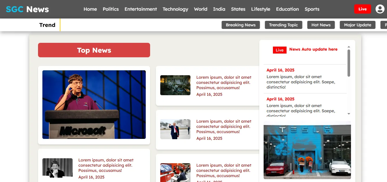 Online News & Media Portal Website